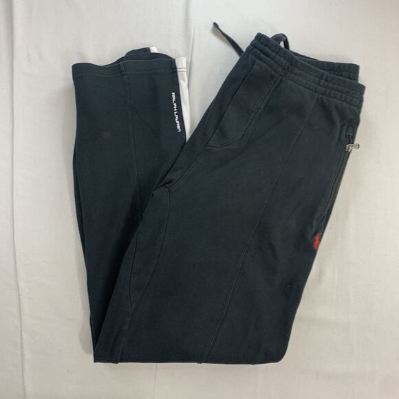 Vintage Polo Ralph Lauren Sweatpants Mens XLT Black Straight Leg Baggy Pony Y2K - Picture 1 of 10